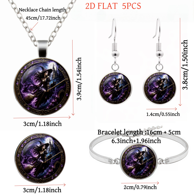 5pcs Halloween Witch Theme Jewelry Set
